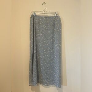 Vintage Light Blue Long Floral Skirt